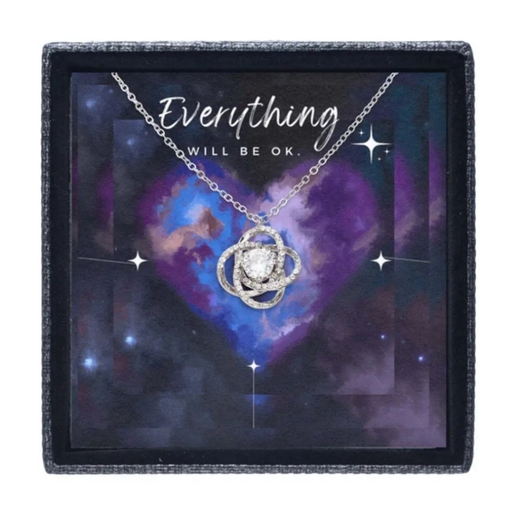 Everything will be ok - Love Knot Necklace A Sympathy Positive Affirmation Gift - Picture 2 of 3